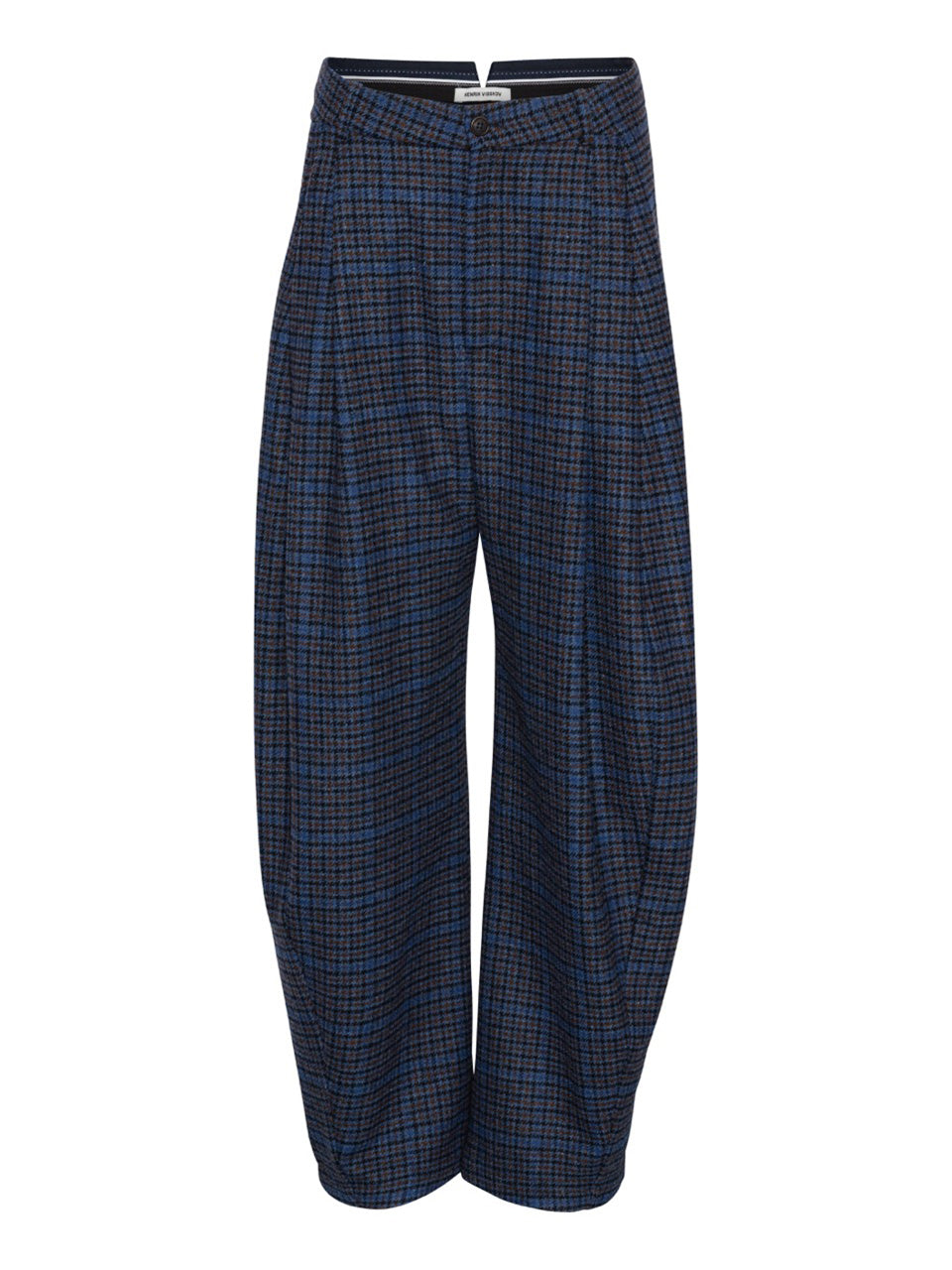Henrik Vibskov One Pants in Blue Wool Checks product front view
