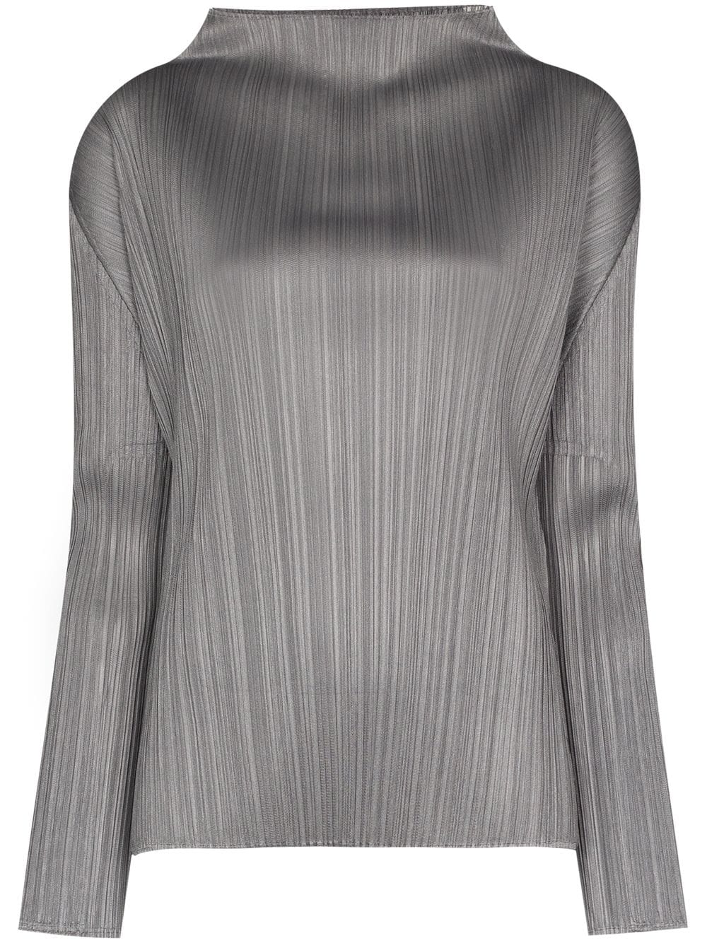 SS25 Basic Mock Neck Long-Sleeve Top in Grey from Pleats Please Issey Miyake