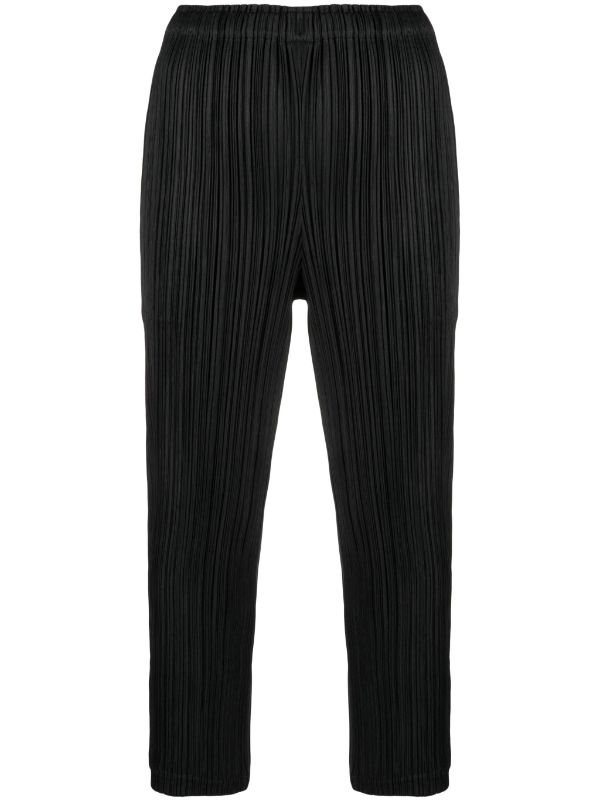 AW23 Pleated Straight Pants - Black-[-Issey Miyake Pleats Please-1