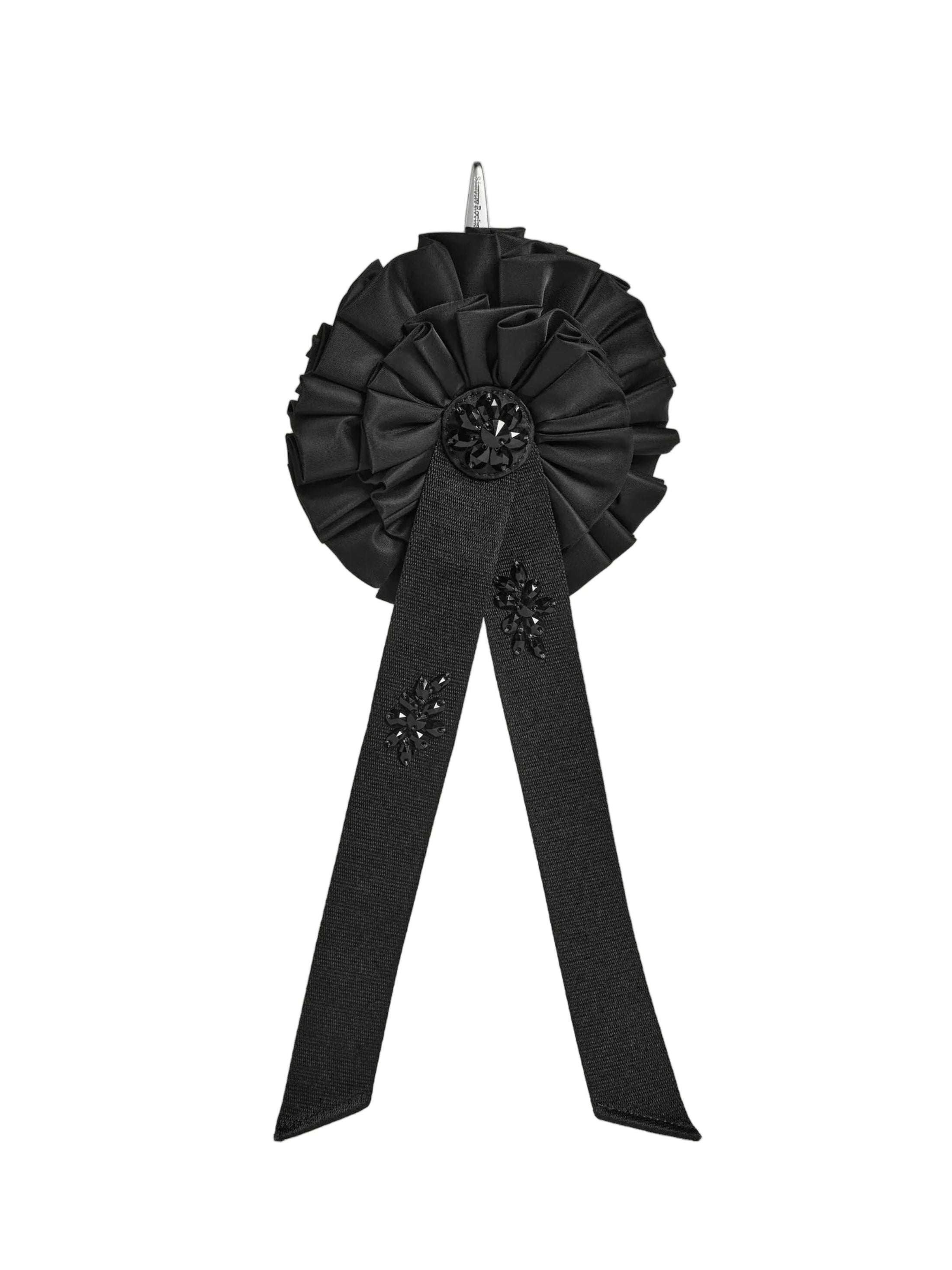 Simone Rocha Ribbon Rosette Coin Purse W/ Emb in Black/Jet with jet bead embellishment
