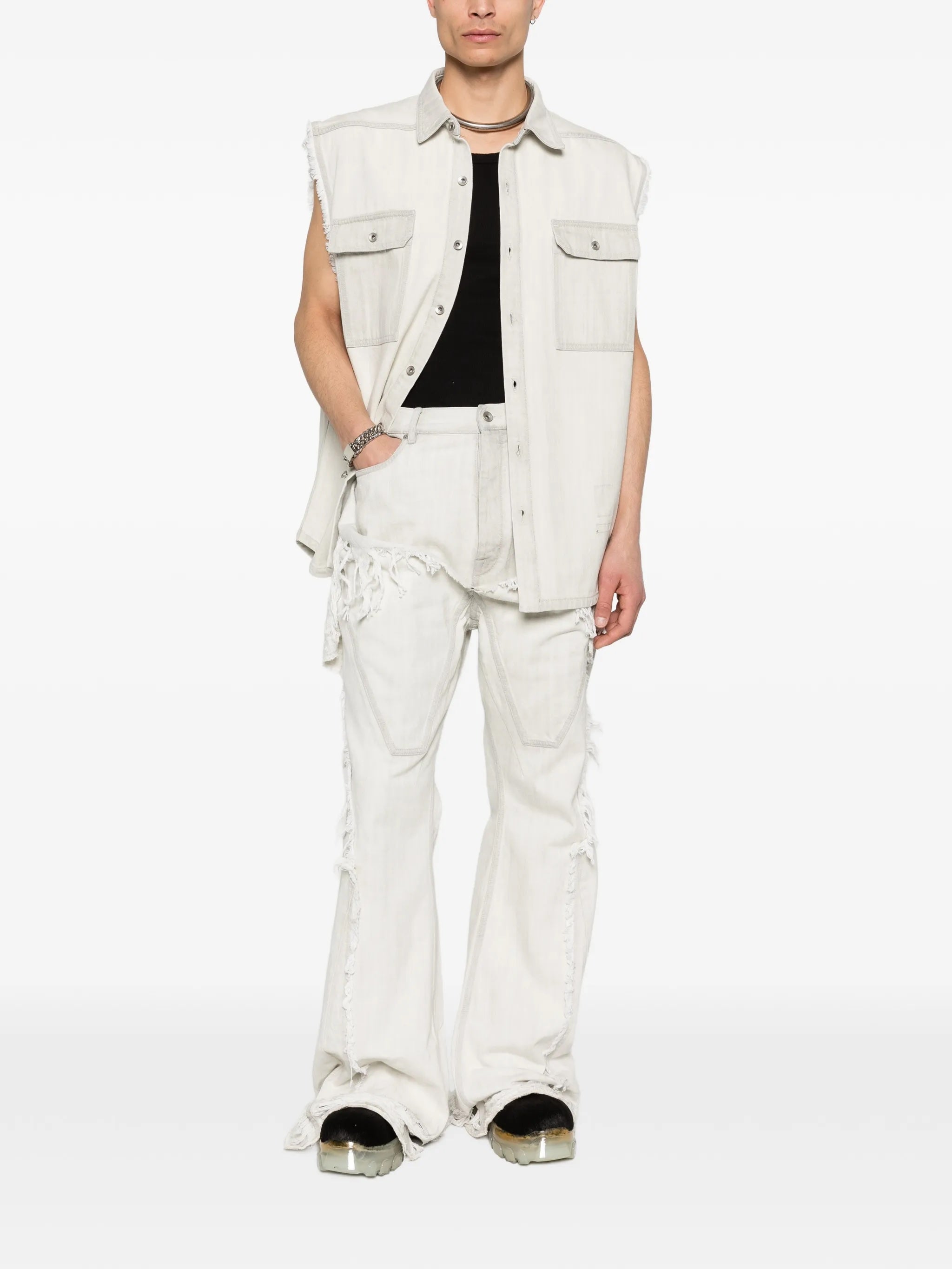 Denim Vest - Sl Tommy Jumbo Outershirt Milk