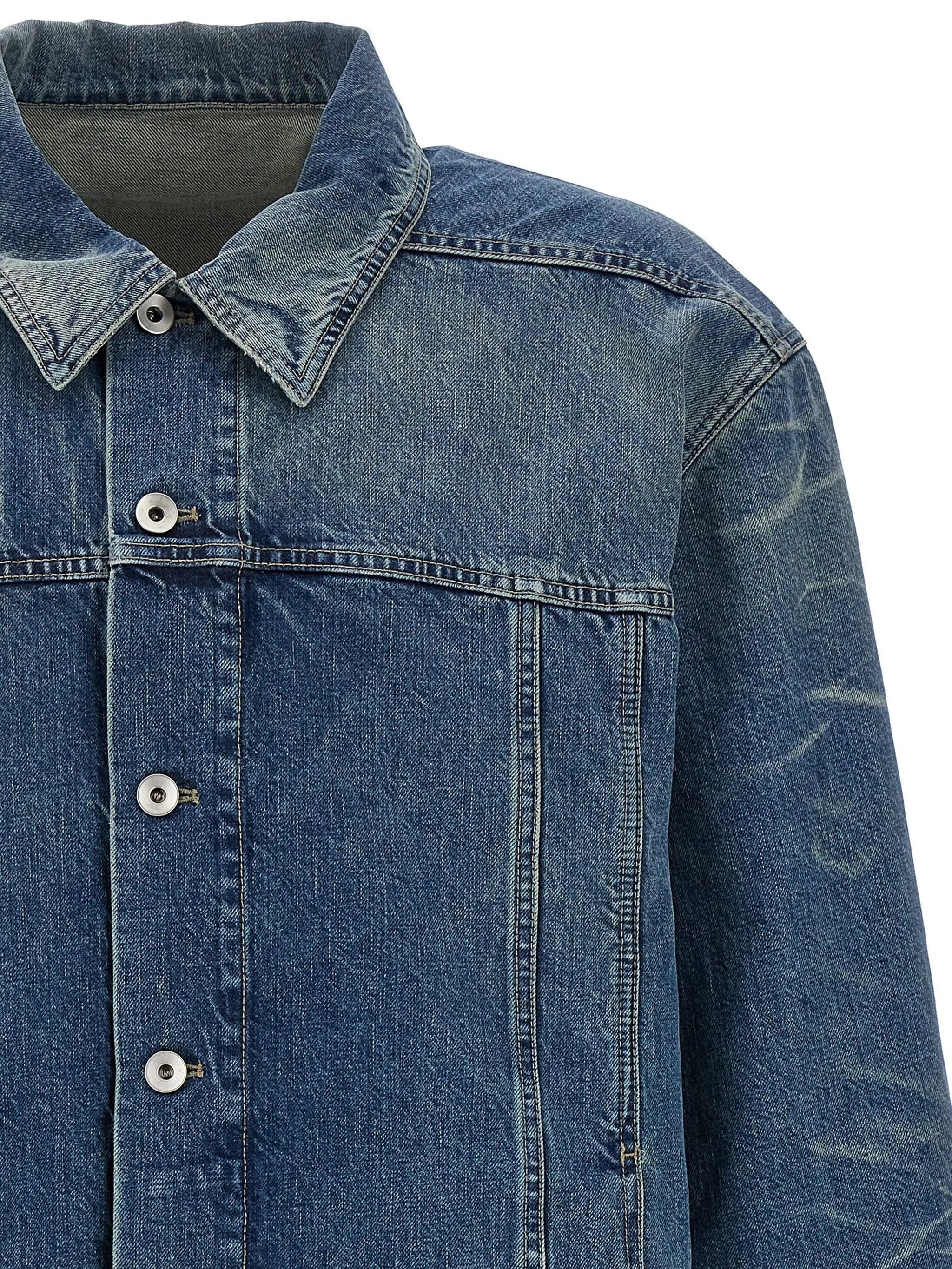 Jumbo Worker Denim Jacket in Washed Indigo from Rick Owens DRKSHDW