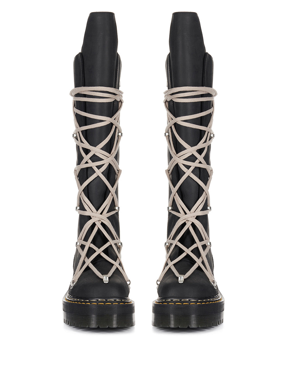 The Pentalace 1B60 – Black Leather Quad Boot-[-Rick Owens DRKSHDW-2