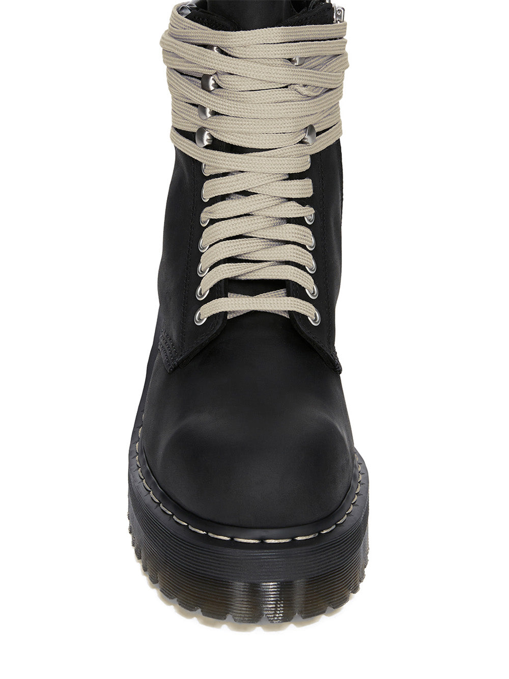 The Steel Toe – Black Leather Quad Boot-[-Rick Owens DRKSHDW-5