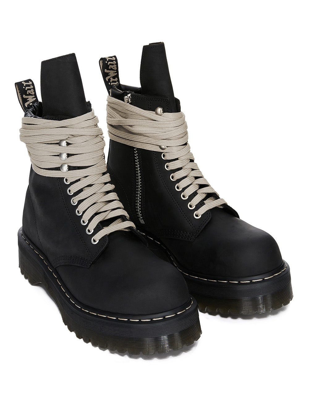 The Steel Toe – Black Leather Quad Boot-[-Rick Owens DRKSHDW-6