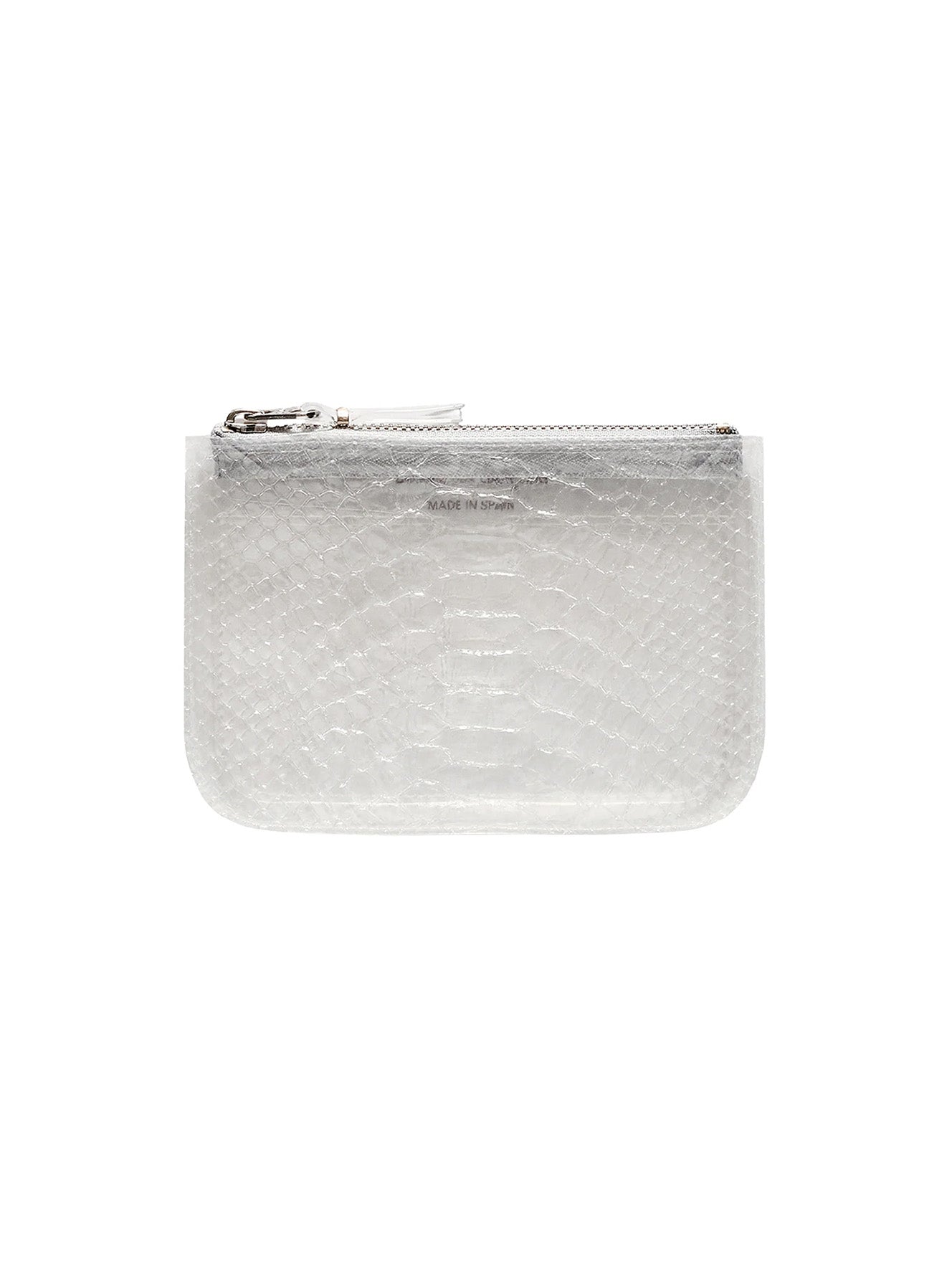 COMME des GARÇONS Wallet SA8100ST Snake Transparent zip pouch with embossed snake-effect finish.