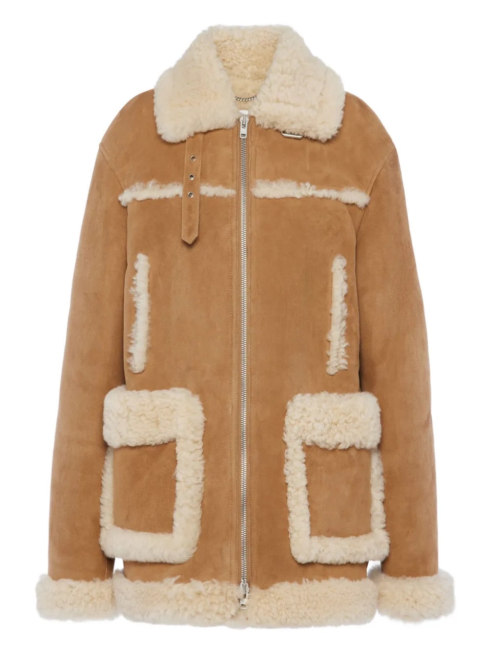Maison Margiela Sports Jacket in Dark Desert front view with shearling trim