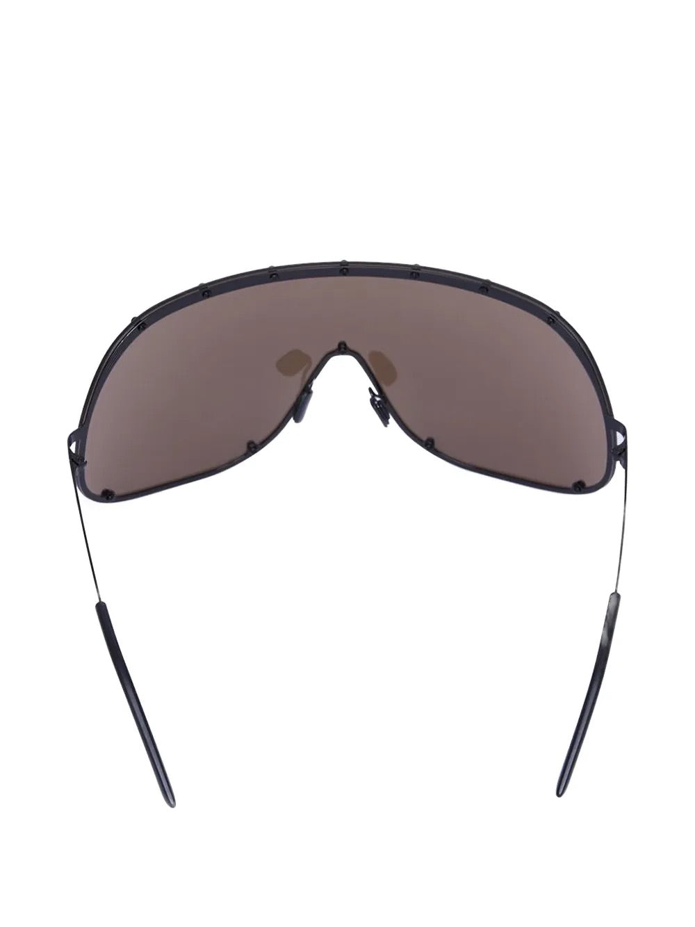 Rick Owens DRKSHDW Shield Sunglasses Black - top view showing frame construction