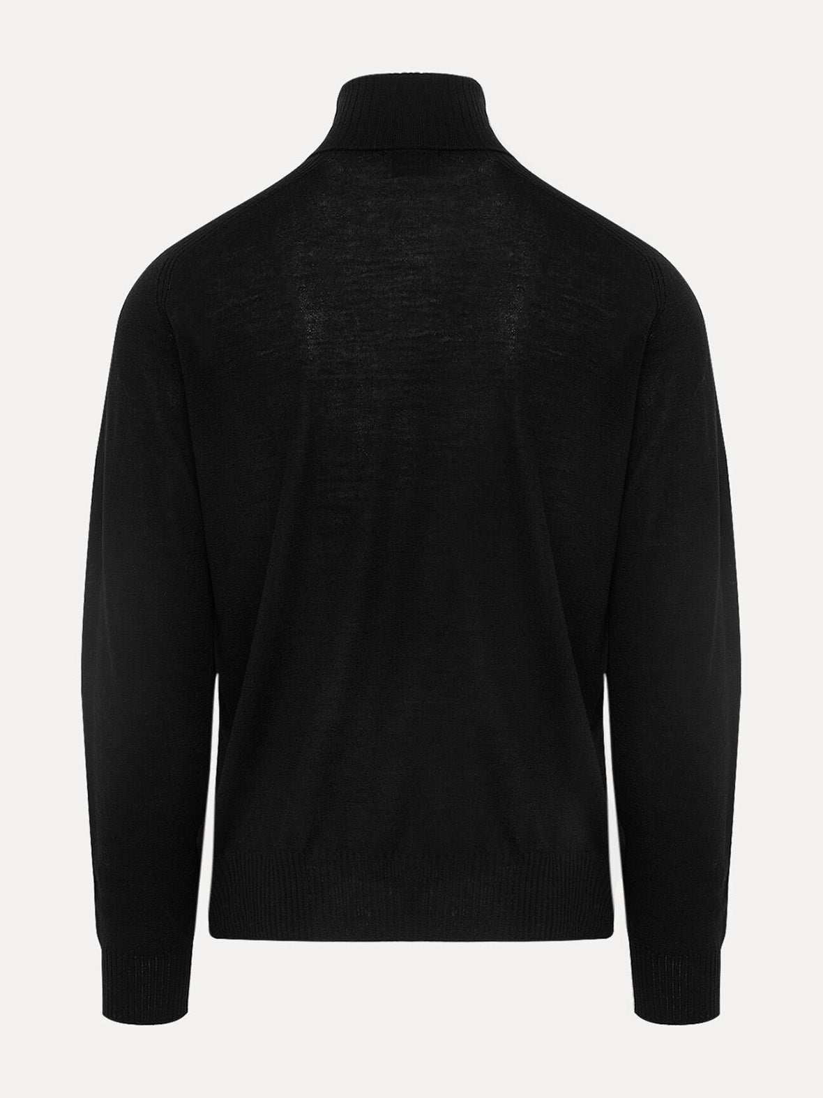 Black turtleneck sweater on a white background