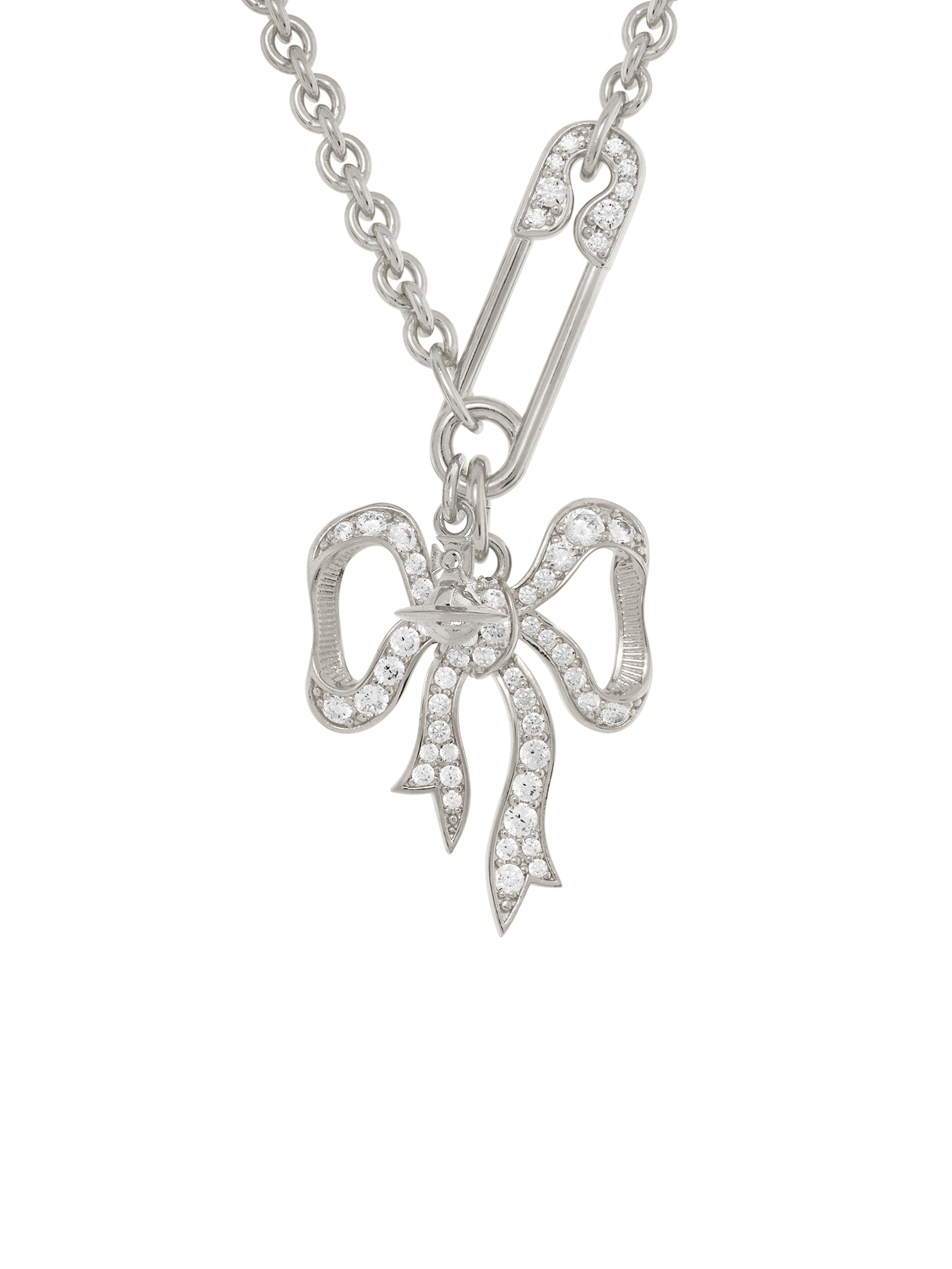 Lilith Pendant – Platinum – White Cubic Zirconia-[-Vivienne Westwood-1