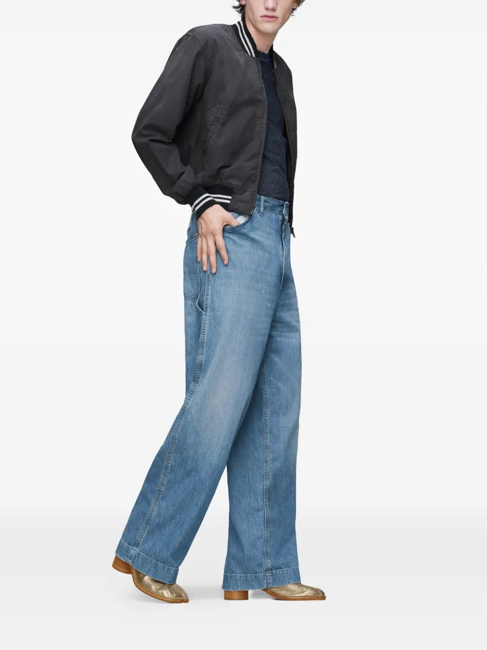 Maison Margiela Blue Washed Jeans - side view showing silhouette and fit