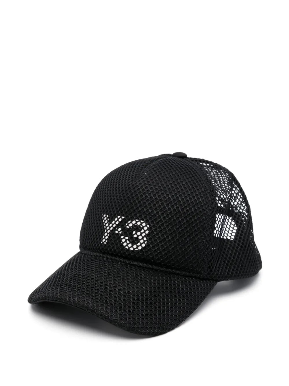 Black cap with mesh design and 'Y-3' logo on a white background
