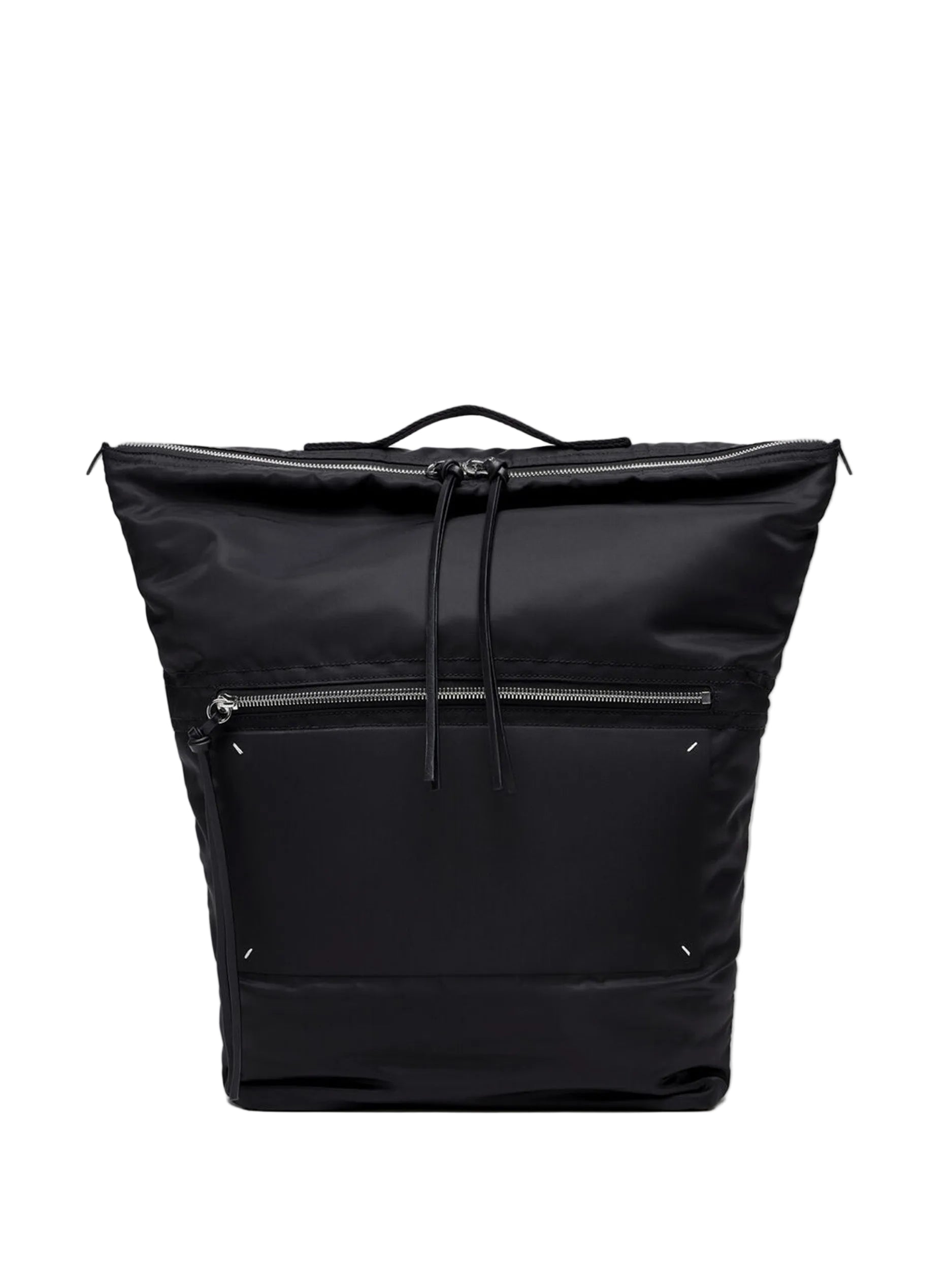 Maison Margiela Zip Line Backpack in Black front view
