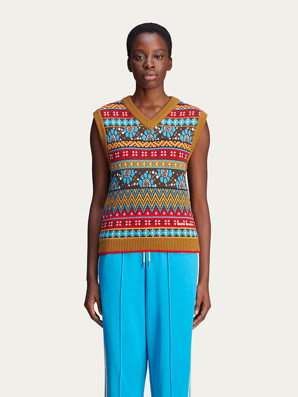 Knit Vest in Floral Pattern from adidas Originals x Wales Bonner