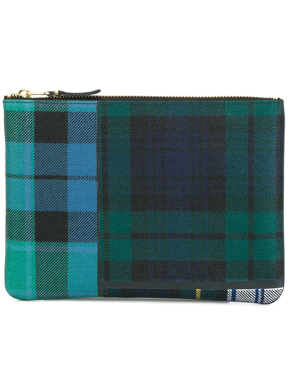 Comme des Garcons Wallets - zipped clutch in tartan patchwork green - 1
