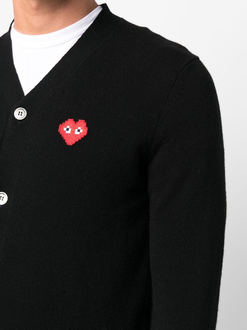 CDG Play x Invader Mens Black Cardigan - Pixelated Heart-[-Comme des Garçons Play-5