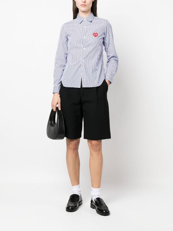 CDG Play x Invader Womens Striped Shirt - Pixelated Heart-[-Comme des Garçons Play-2