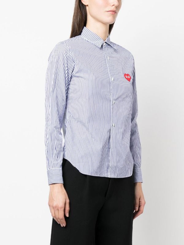 CDG Play x Invader Womens Striped Shirt - Pixelated Heart-[-Comme des Garçons Play-3
