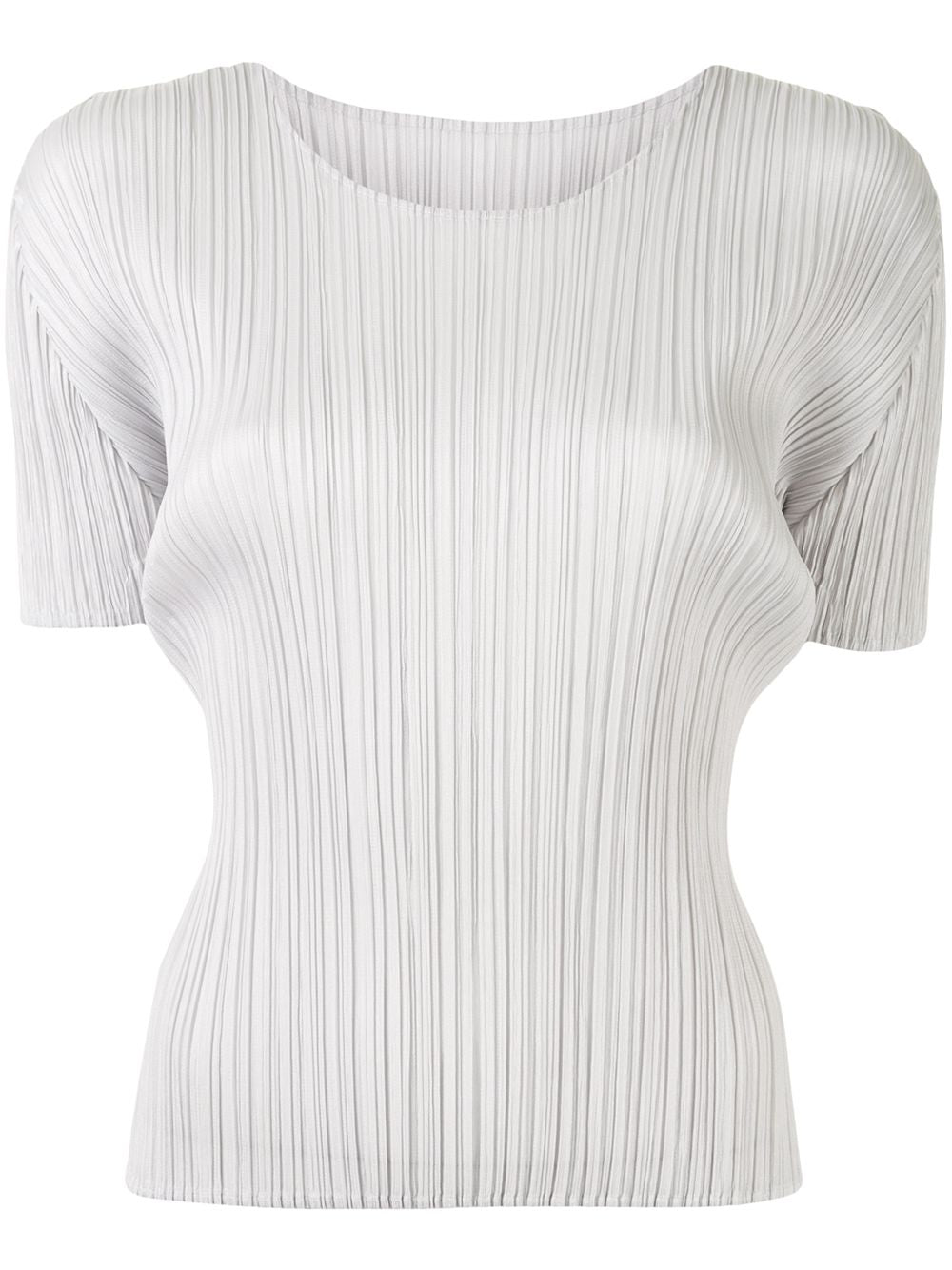 Short Sleeve Top - Light Grey-[-Issey Miyake Pleats Please-1