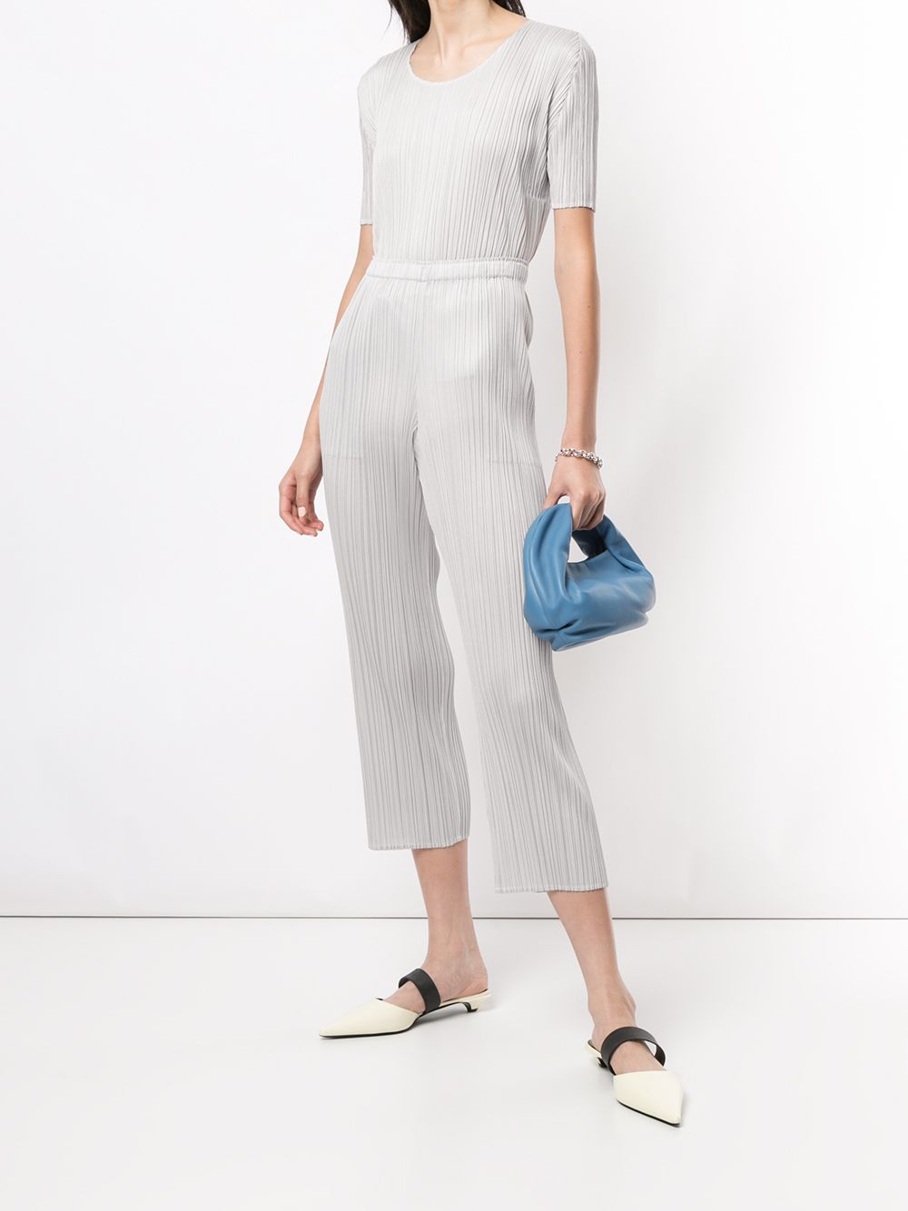 Short Sleeve Top - Light Grey-[-Issey Miyake Pleats Please-2
